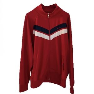 NIKE mens XL retro vintage inspired red track jacket warmup navy white zip up